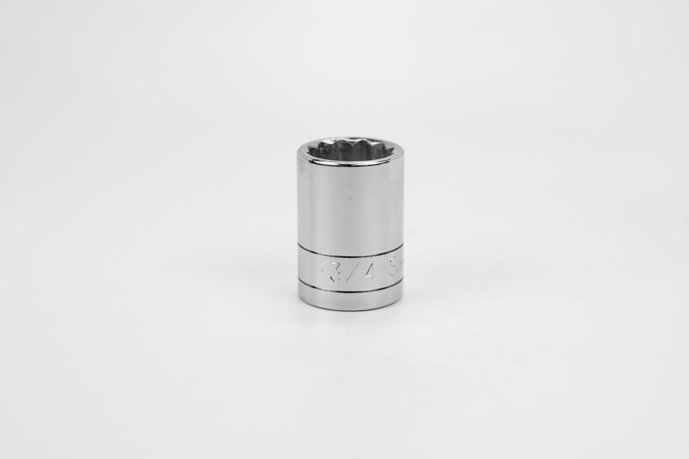 3/4" 1/2" Drive 12 Point Fractional Standard Chrome Socket