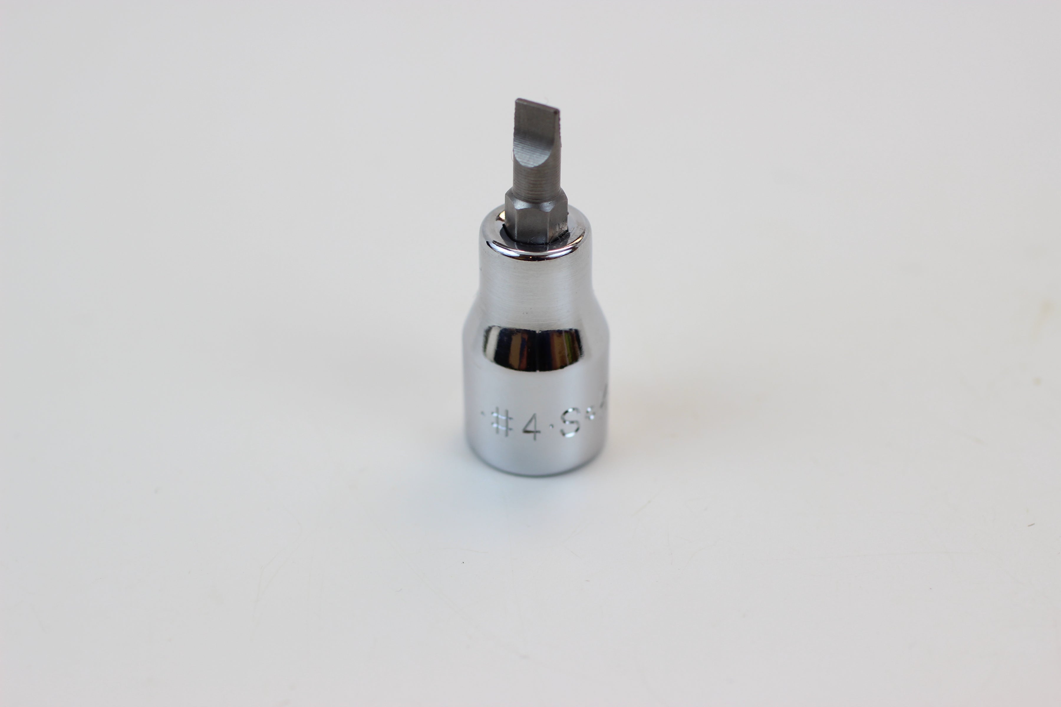 #4 3/8" Drive Slotted Screwdriver Chrome Bit Socket