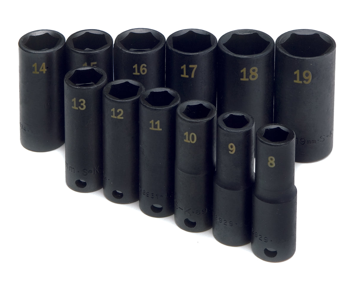 12 Piece 3/8" Drive 6 Point Metric Deep Impact Socket Set