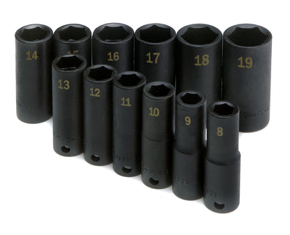 12 Piece 3/8" Drive 6 Point Metric Deep Impact Socket Set