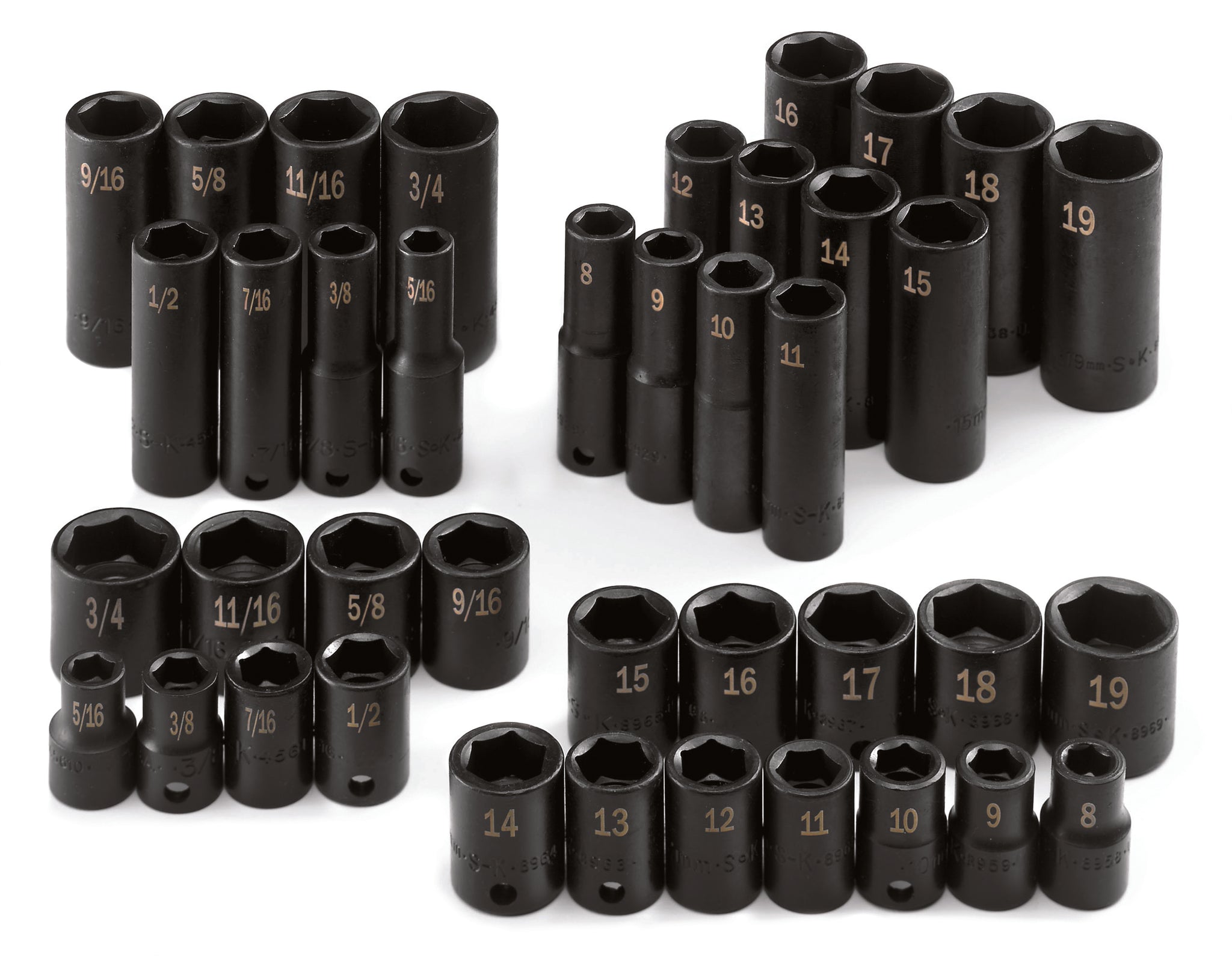 FOCUS AUTO TOOL 13-Piece 3/8" Drive Magnetic Impact Socket Set - Deep 6-Point Metric 7-19mm CR-MO