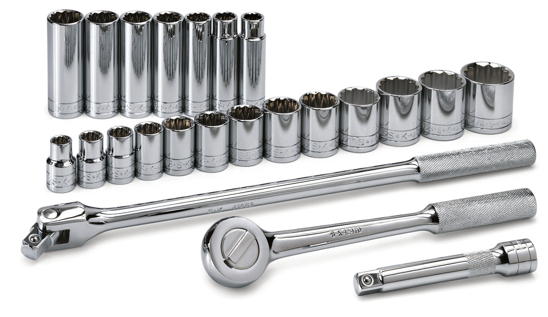 23 Piece 1/2" Drive 12 Pt Std and Deep SAE Socket Set
