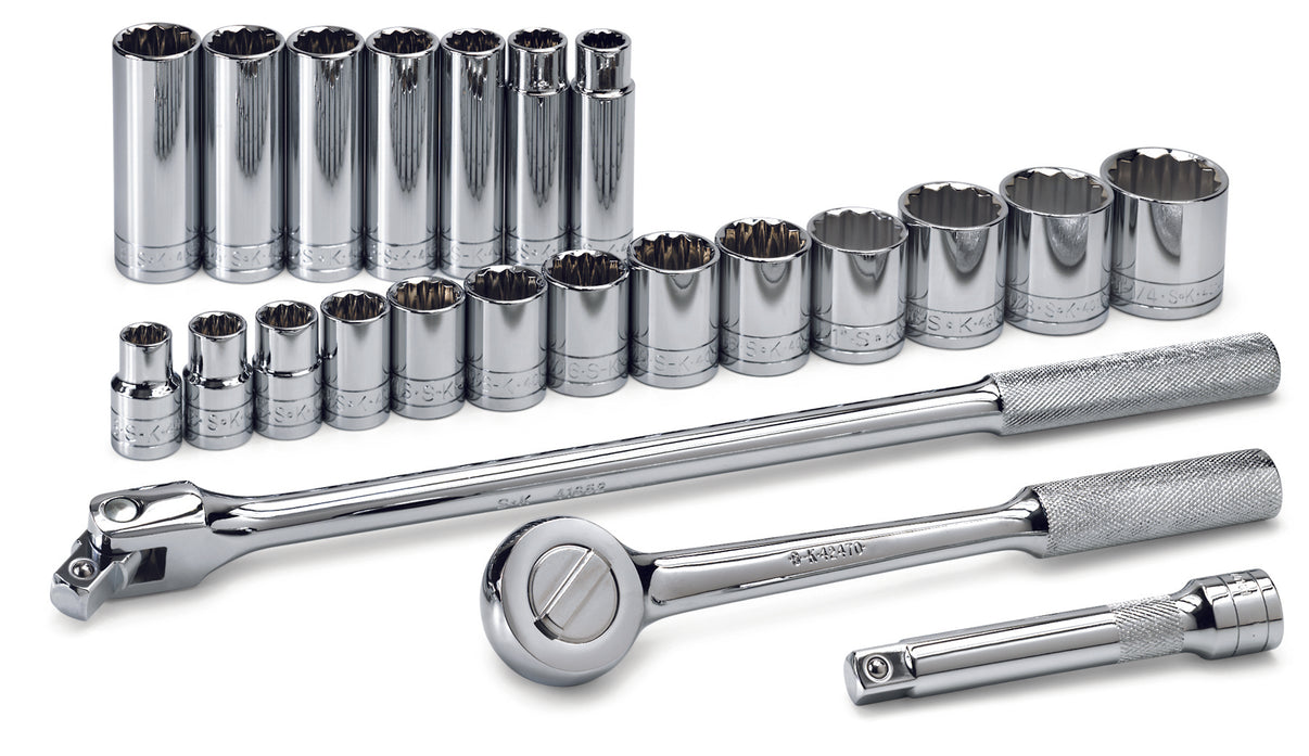 23 Piece 1/2" Drive 12 Pt Std and Deep SAE Socket Set