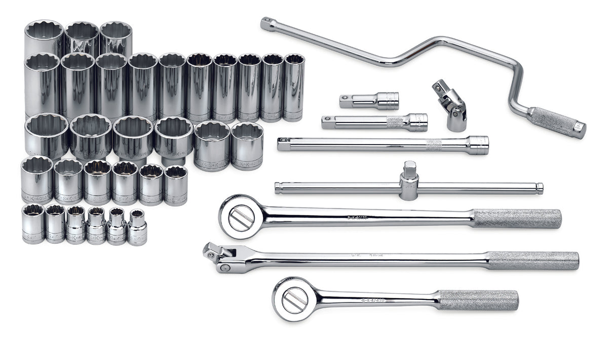 40 Piece 1/2" Drive 12 Pt Std and Deep SAE Socket Set