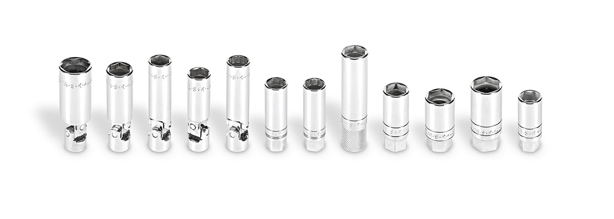 12 Piece 3/8" Drive Chrome Spark Plug Socket Set