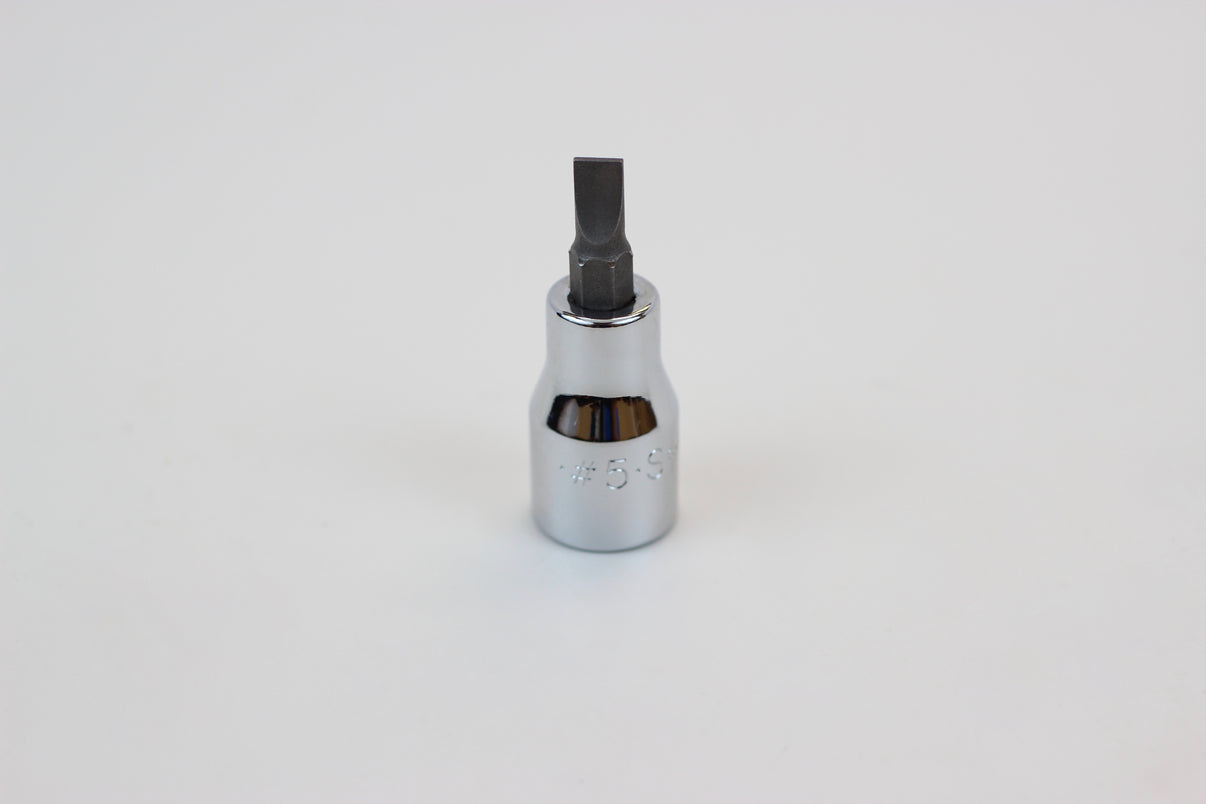 #5 3/8" Drive Slotted Screwdriver Chrome Bit Socket