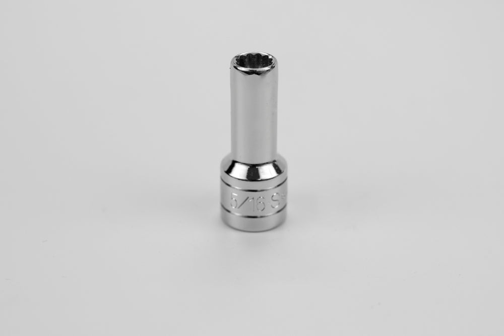 5/16" 3/8" Drive 12 Point Fractional Deep Chrome Socket