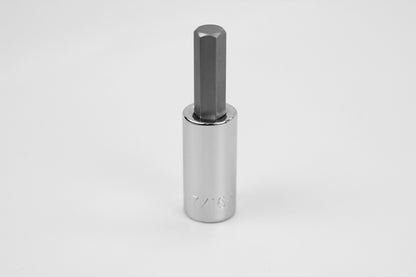 7/16" 1/2" Drive Hex Chrome Bit Socket