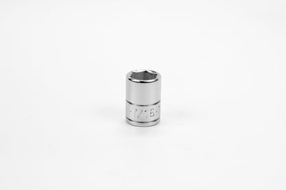 7/16" 1/4" Drive 6 Point Fractional Standard Chrome Socket