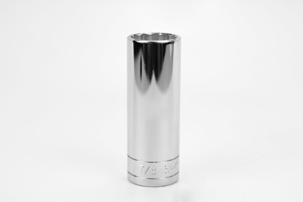 7/8" 1/2" Drive 12 Point Fractional Deep Chrome Socket