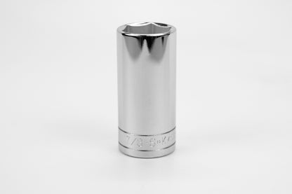 7/8" 3/8" Drive 6 Point Fractional Deep Chrome Socket