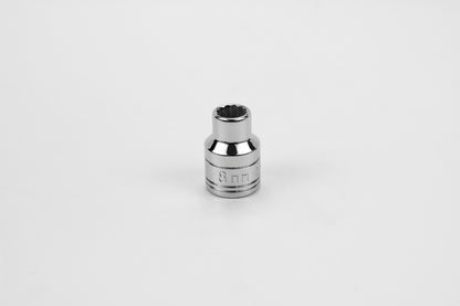 8 mm 3/8" Drive 12 Point Metric Standard Chrome Socket
