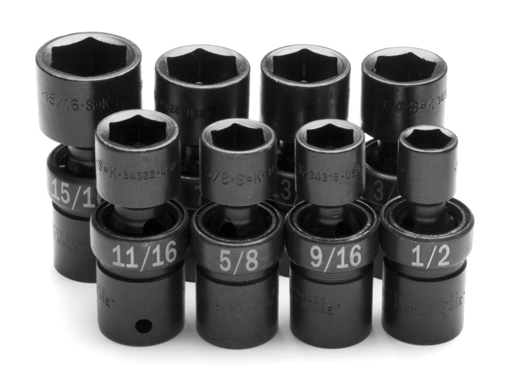 8 Piece 1/2" Drive Fractional Swivel Impact Socket Set