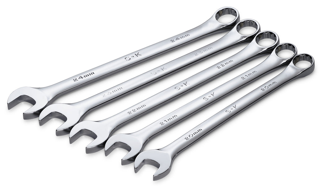 5 Piece 12 Point SuperKrome Metric Long Pattern Combination Wrench Set