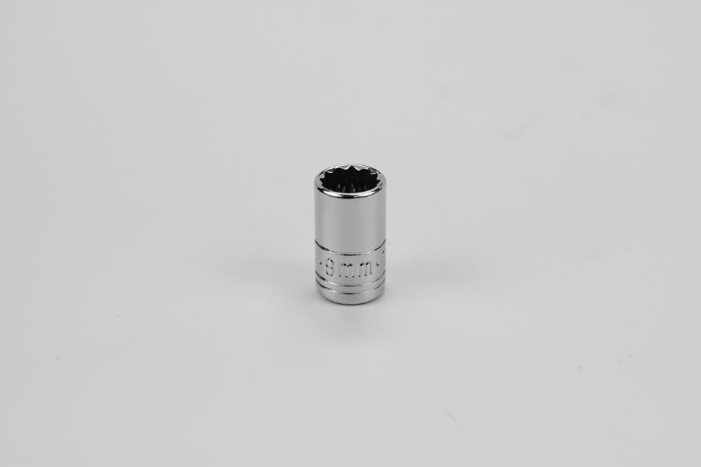 9 mm 1/4" Drive 12 Point Metric Standard Chrome Socket