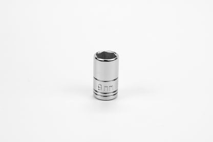9 mm 1/4" Drive 6 Point Metric Standard Chrome Socket