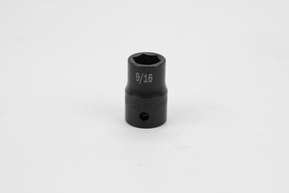 9/16" 1/2" Drive 6 Point Standard Fractional Impact Socket