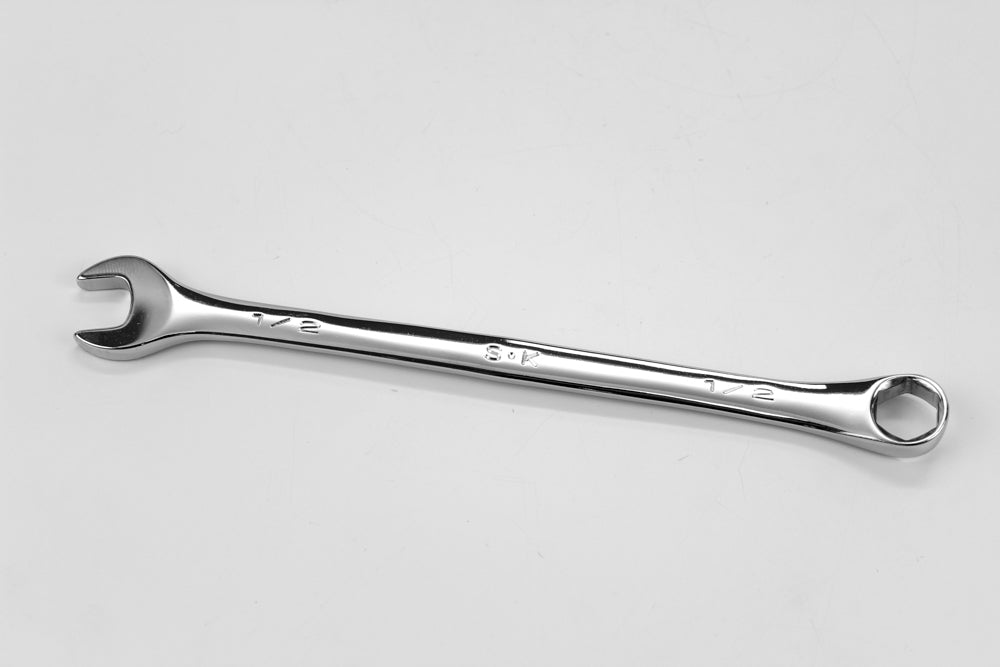 9/16" 6 Point Fractional Long Combination Chrome Wrench